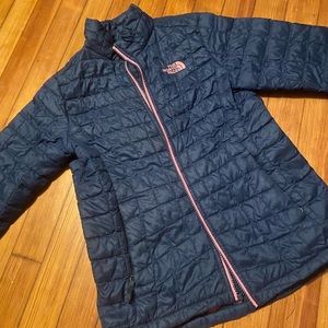 Navy lightweight north face puffer girls 10/12